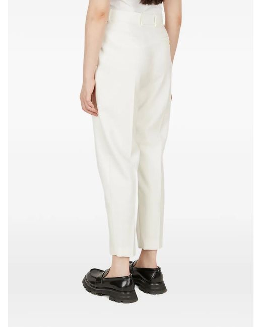 McQueen White Pleated-Detail Trousers