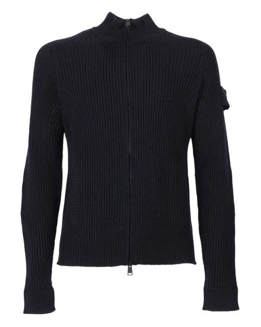 Premiata Blue Bibbed Zip-Up Cardigan for men