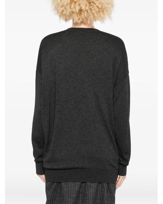 Isabel Marant Black Chiraz V-Neck Ring-Detail Sweater