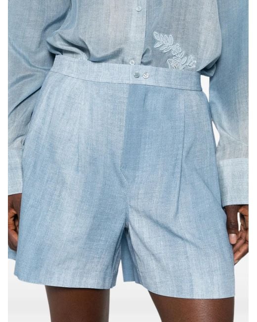 Ermanno Scervino Blue Pleated Buttoned Shorts