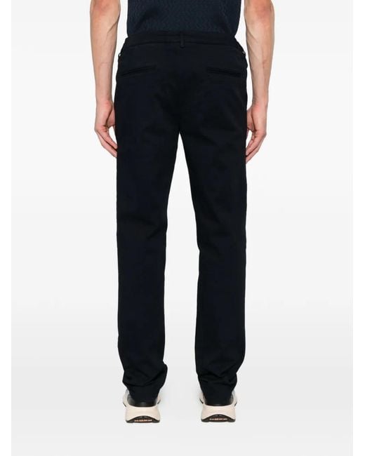 Profuomo Black Pleated Elasticated-Waistband Trousers for men