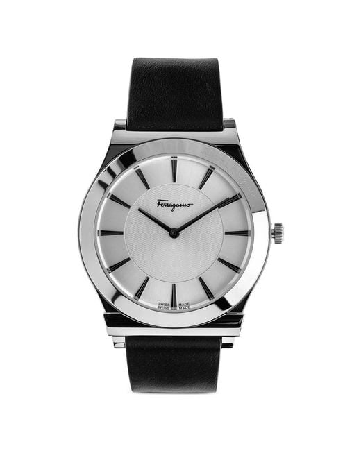 Ferragamo Gray Montre À Motif Guilloché Mm for men