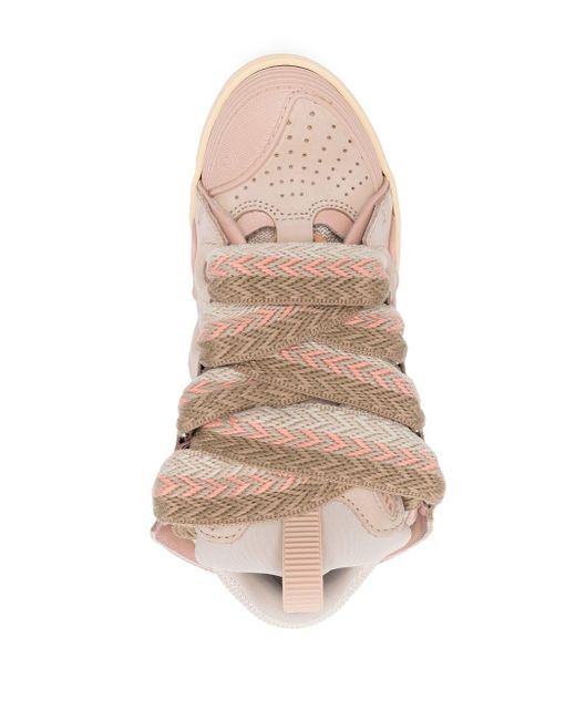 Lanvin Pink Curb Lace-up Sneakers