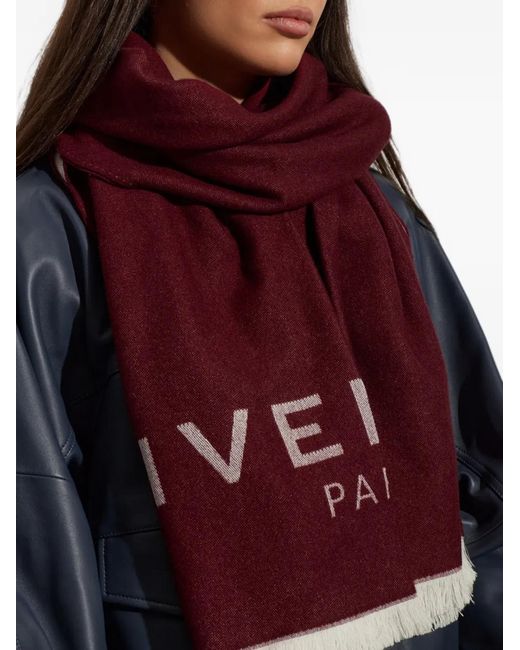 Givenchy Purple Logo-Intarsia Frayed Scarf