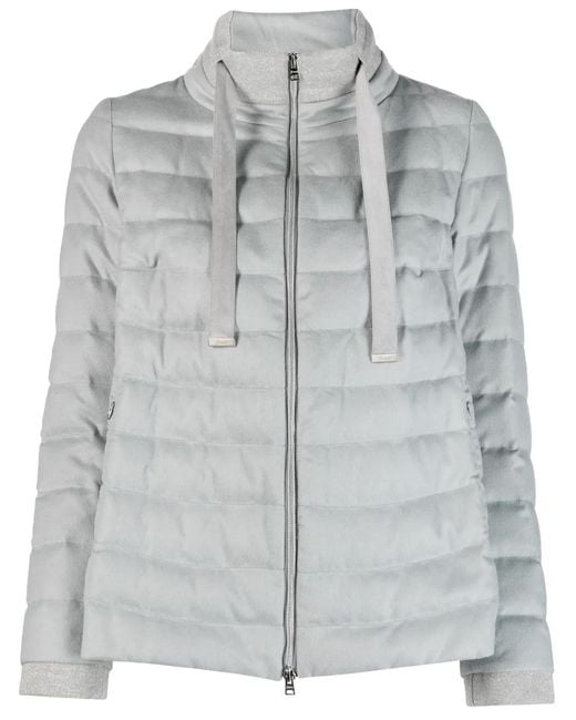 Herno Gray Funnel-Neck Padded Jacket