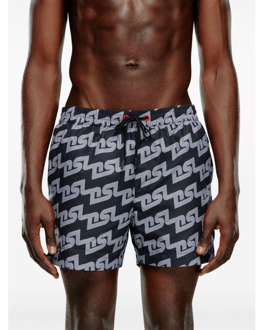 DIESEL Blue Bmbx-ken-37 Dsl-print Swim Shorts for men