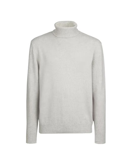 Sease Gray Roll-Neck Ribbed Cashmere Sweater for men