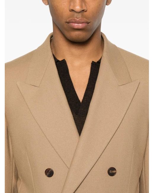Sandro Natural Double-Breasted Virgin-Wool Blazer for men