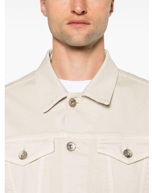 Eleventy Natural Panelled Denim Shirt Jacket for men