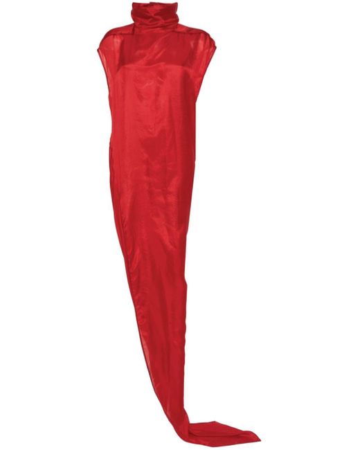 Rick Owens Red Silk Long Dress