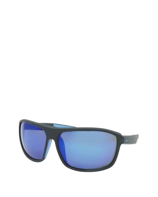 Nike Blue Premier Stride Rectangle-Frame Sunglasses