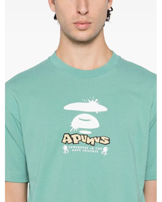 Aape By A Bathing Ape Green Logo-Print T-Shirt for men