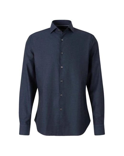 Canali Blue Cotton Plaid Shirt for men