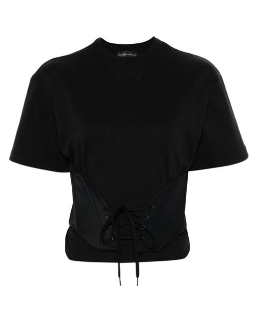 Mugler Black Corset-Style T-Shirt