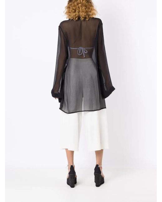 Amir Slama Black Tie-Front Silk Beach Cover-Up