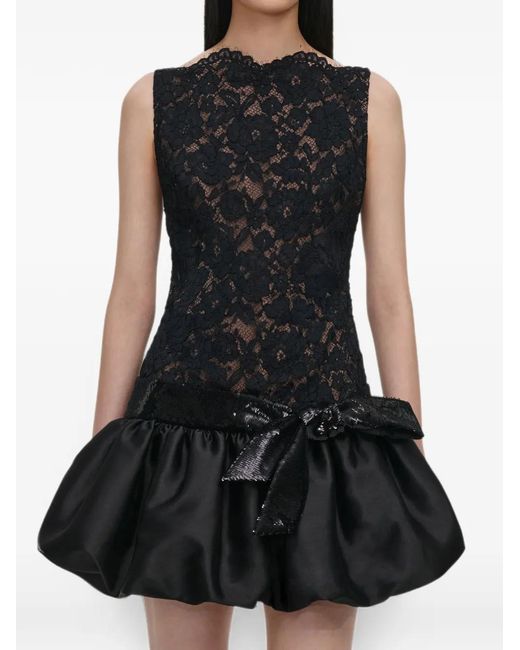 Self-Portrait Black Lace Bubble Hem Mini Dress