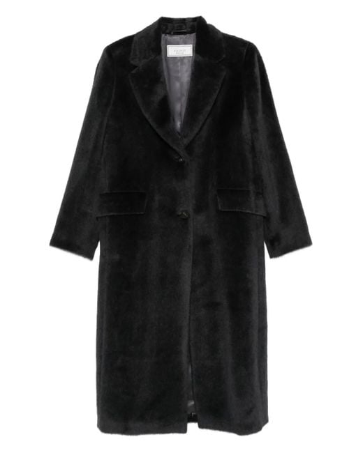 Peserico Black Notched-Lapel Buttoned Coat