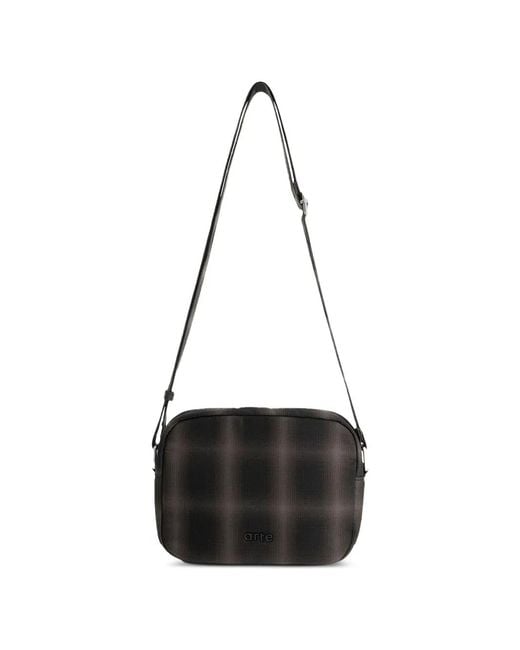 Arte' Black Baka Plaid Shoulder Bag for men