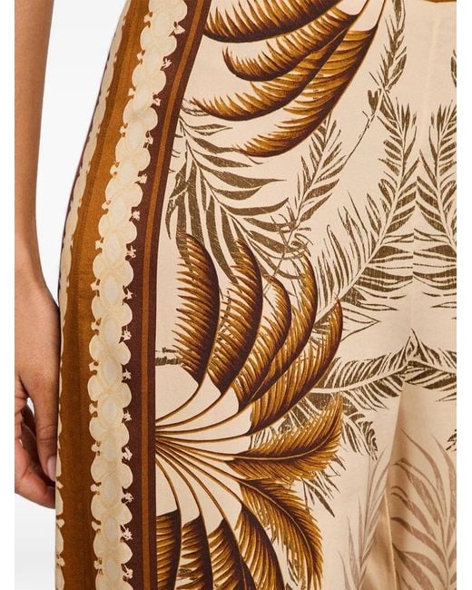 retroféte Natural Sunny Palm-Print Palazzo Pants