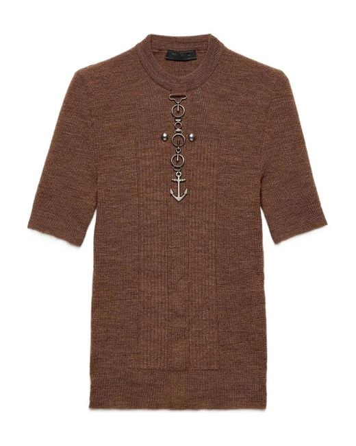Prada Gerippter Pullover Mit Ankerdetail in Brown für Herren