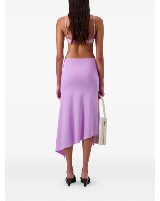 Coperni Purple Floral Asymmetric Mid Skirt