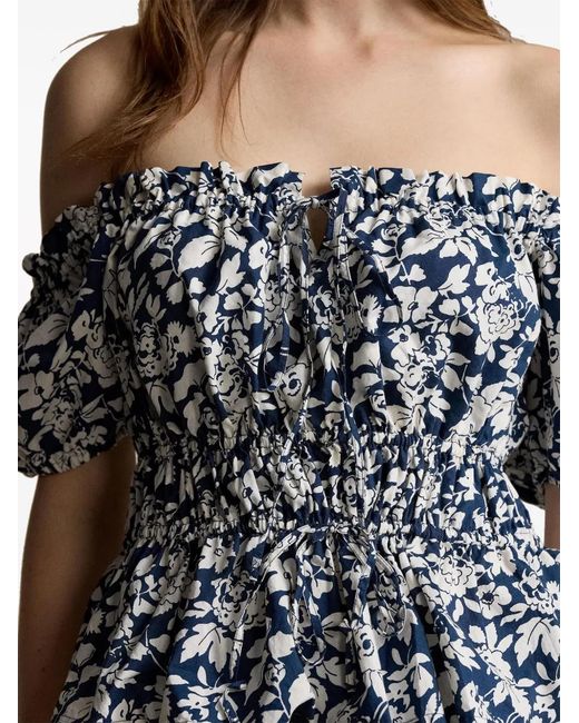 Polo Ralph Lauren Blue Prt 60/1 Cottn Ppln-Ss Aspn Tp-Short Sleeve-Blouse