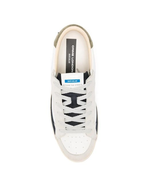 Crime London White Sk8 Deluxe Lace-Up Leather Sneakers for men