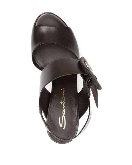 Santoni Black 120mm Leather Sandals