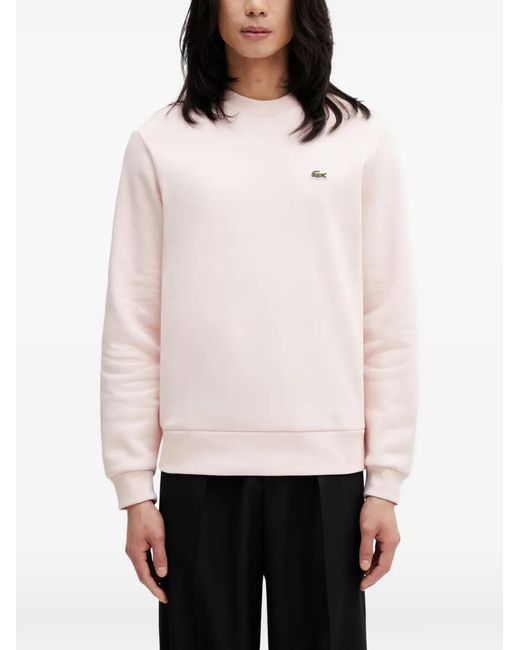 Lacoste White Logo-Patch Crew-Neck Sweatshirt for men