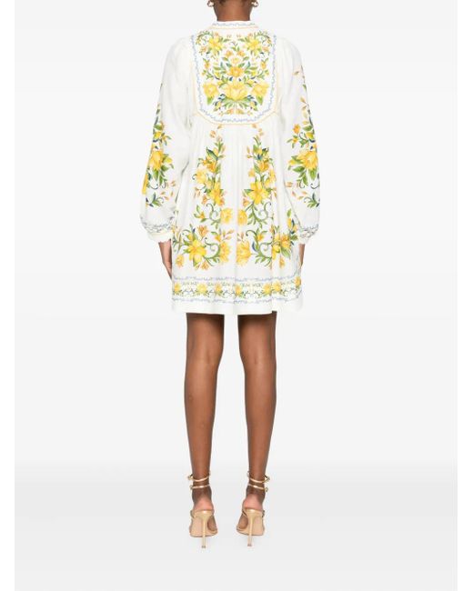 Robe Mi-Longue À Fleurs Brodées Farm Rio en coloris Metallic