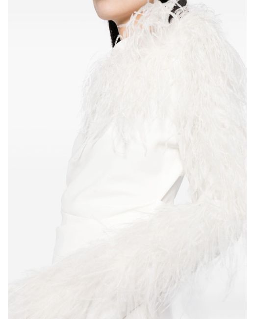 Robe courte Reina à détail de plumes Rachel Gilbert en coloris White