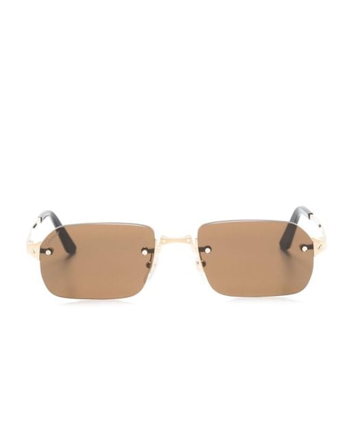 Cartier Metallic Rahmenlose Sonnenbrille mit eckigen Gläsern