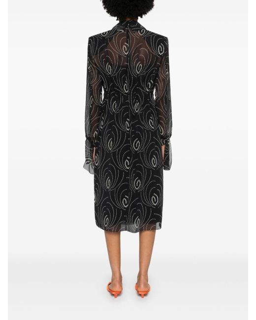 Prada Black Graphic-print Chiffon Midi Dress