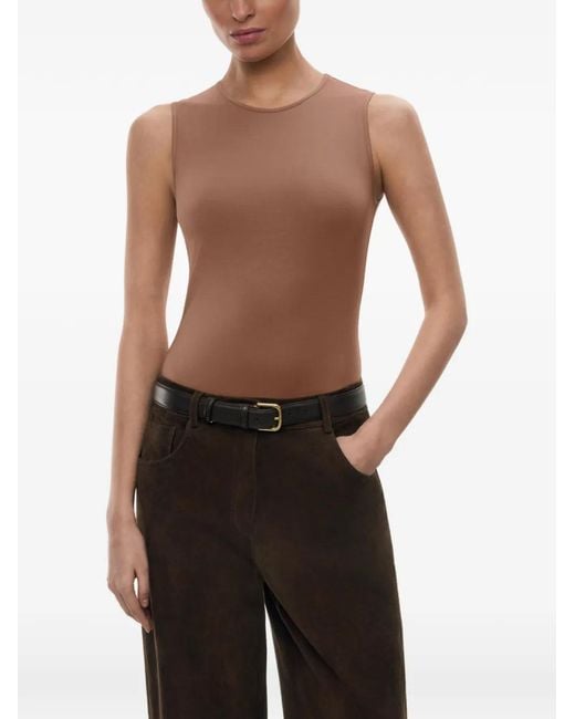 12 STOREEZ Brown Kim Crew-Neck Tank Top