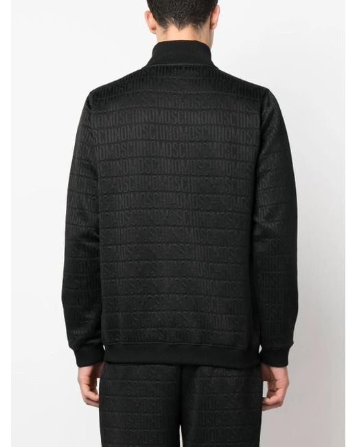 Moschino Black All-Over Debossed Logo Sweatshirt for men