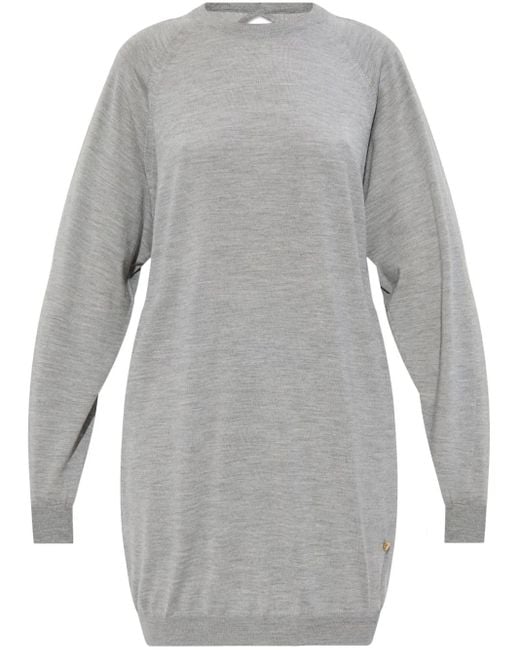 Robe Mi-Longue En Maille À Dos Nu Moschino en coloris Gray