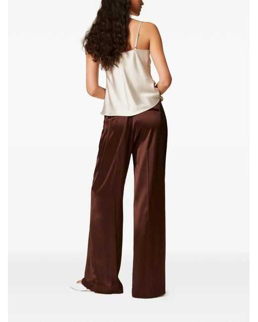 Twinset Brown Pantalon Palazzo En Satin