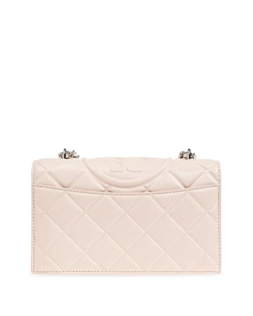 Tory Burch Natural Fleming Quilted Leather Cross Body Bag