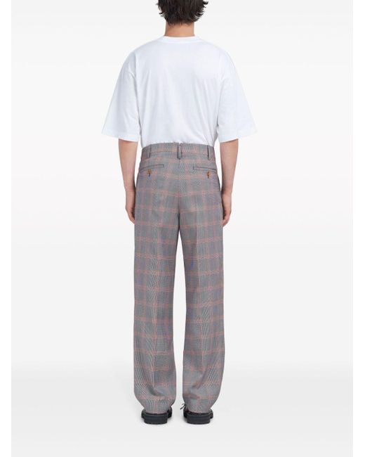 Pantalon en laine mélangée à carreaux Marni pour homme en coloris Gray