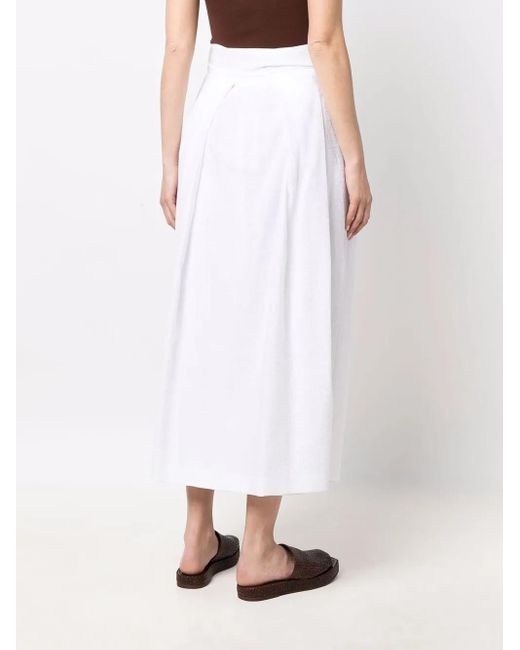 Fabiana Filippi White Belted Cotton Midi Skirt