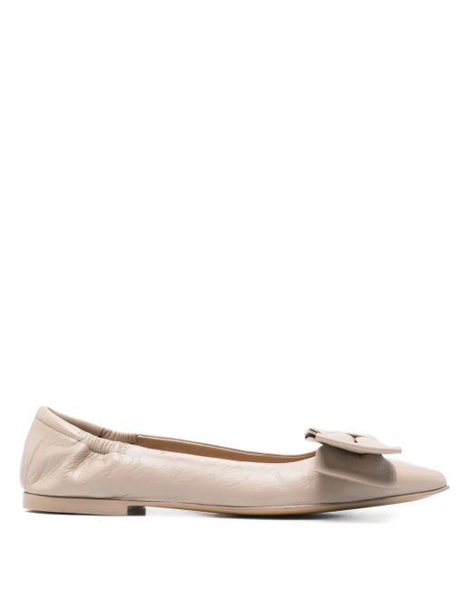 Pomme D ́Or Natural Bow-Detail Ballerina Flats