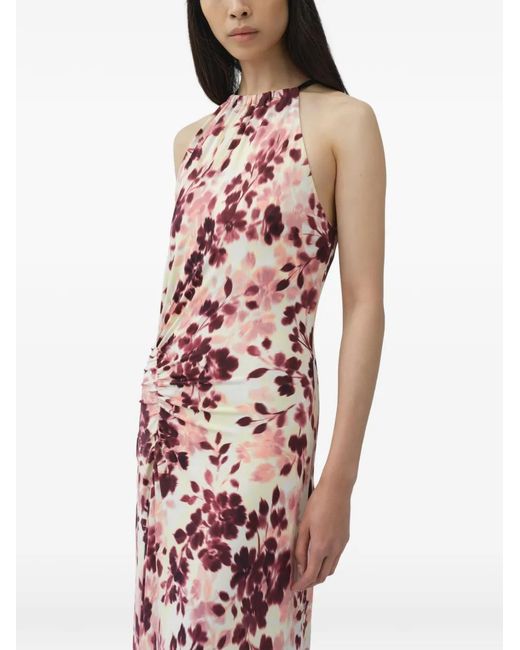 Jonathan Simkhai White Cerin Floral-Print Draped Maxi Dress