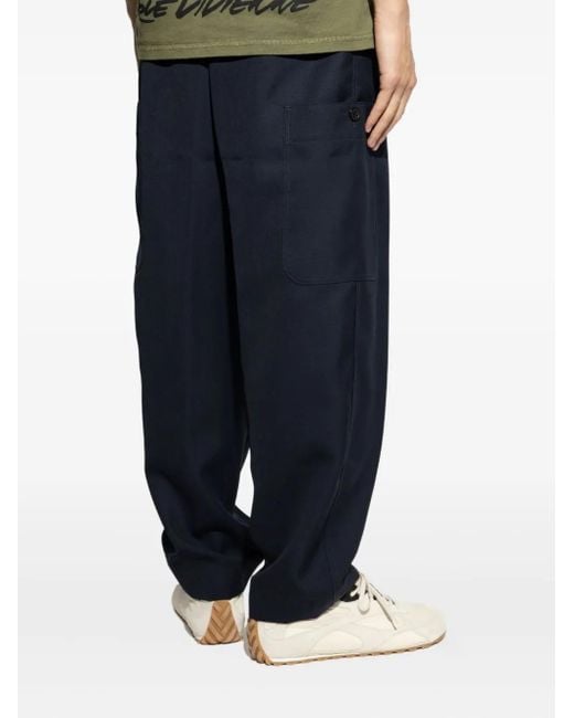 KENZO Blue Drawstring Tapered Trousers for men