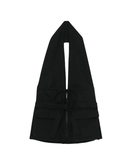 BOTTER Black Zip-Up Halterneck Top