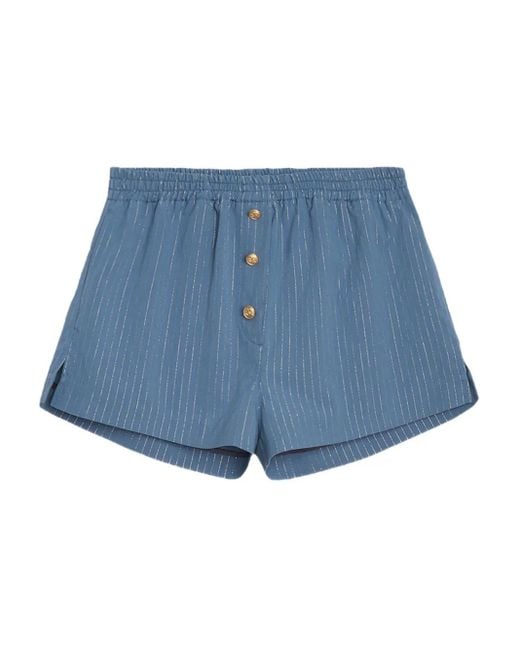 A PAPER KID Blue Button-Detail Shorts