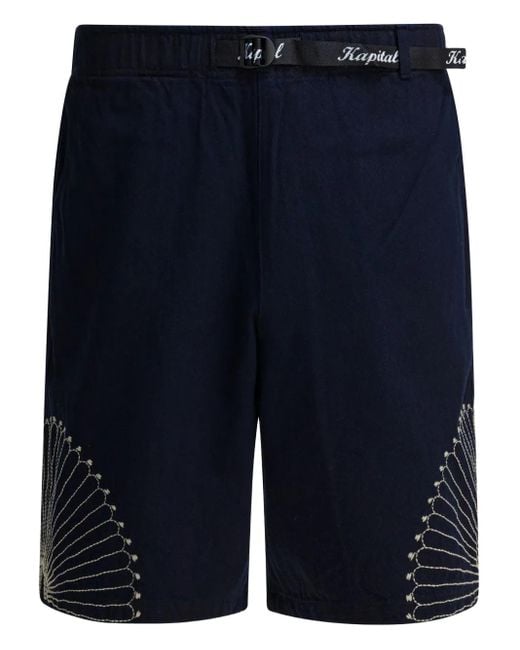Kapital Blue Embroidered Belted Trousers for men