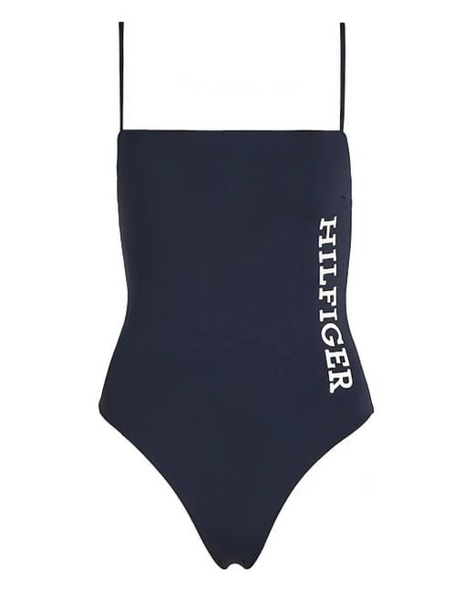 Tommy Hilfiger Blue Logo-Print Swimsuit