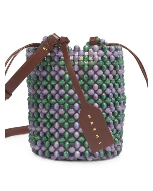 Marni Green Lilac And Beads Bag