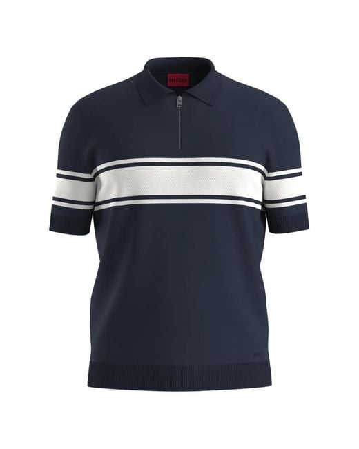 Polo A Rayas Estampadas HUGO de hombre de color Blue