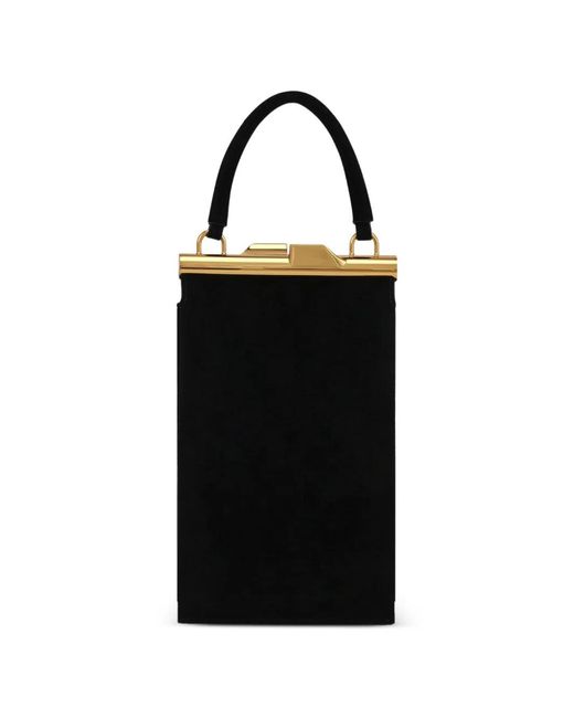POTAMY Black Top-Handle Fur Mini Bag